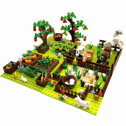 Farm Animals Trees Plants Building Blocks for Kids MOC Compatible