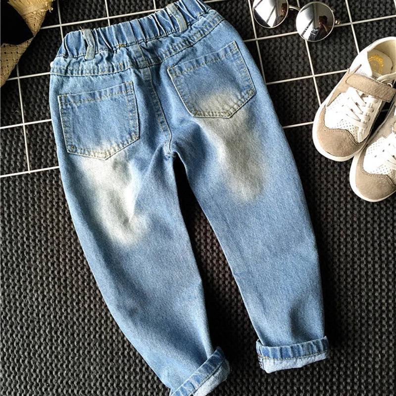 Boys Girls Hole Jeans Pants 1-6yrs Kids Trousers Autumn Fashion Children Denim