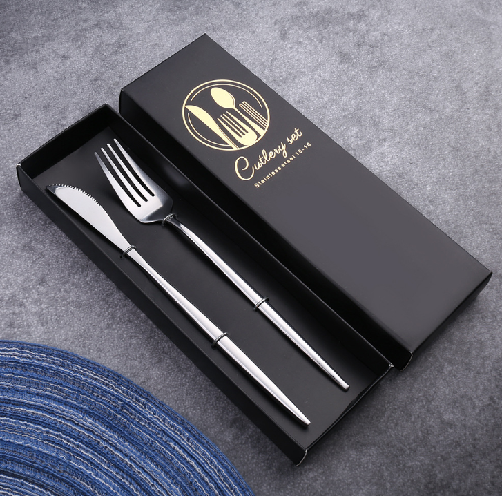 Luxury 18/10  Matte Black Gold Plated Stainless Steel Flatware Cutlery Set