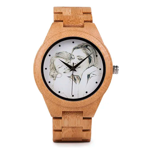 Personality Creative Design Customers Photos UV Printing Customize Wooden Watch