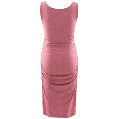 Maternity Dress Summer Soft Side Ruched Bodycon Dresses Pregnancy