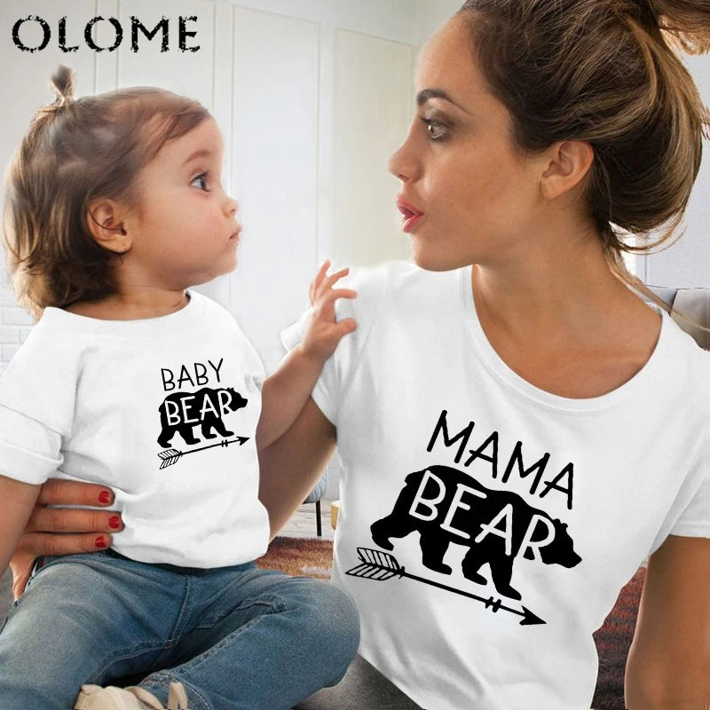 Mama Bear Baby Bear Matching Shirts Mommy and Me T Shirts Women Son Daughter