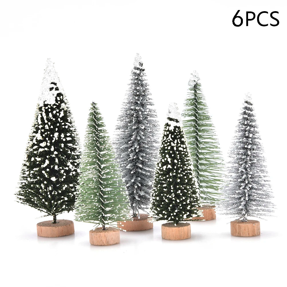 1/5/6 Pcs Miniature Christmas Tree Small Artificial Sisal Snow Landscape