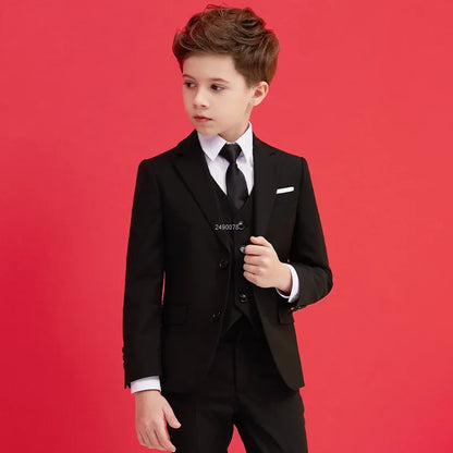 Boys Black 007 Wedding Suit Kids Formal Blazer Clothing Set Gentleman