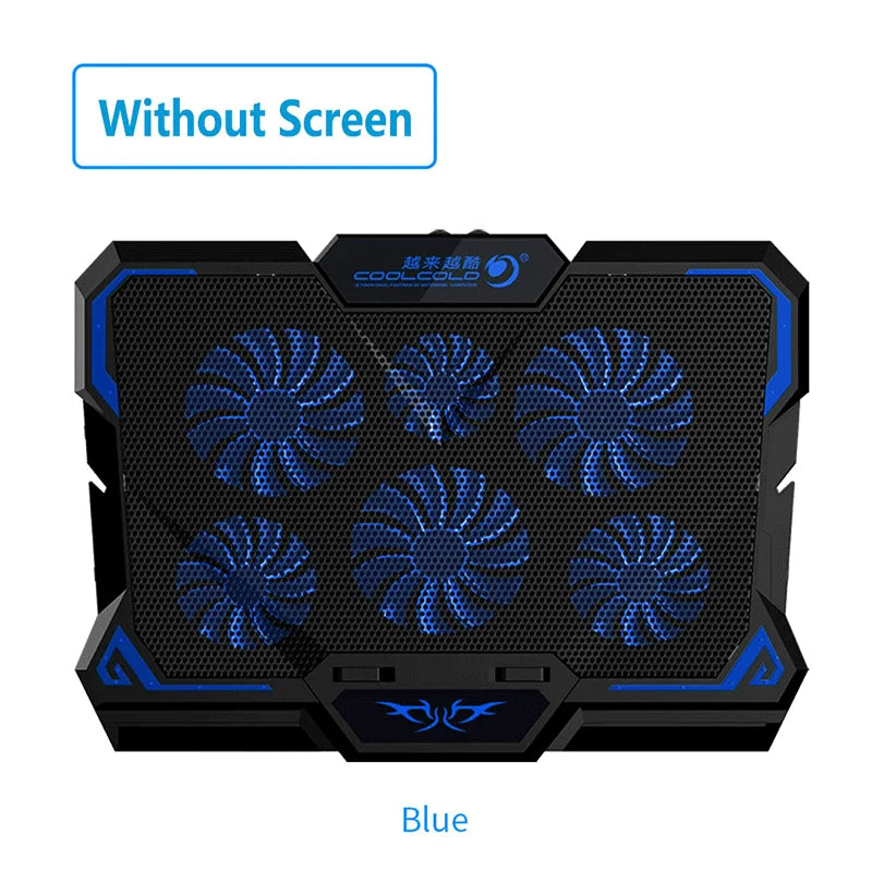 Coolcold Laptop Cooler 6 Fans Laptop Cooling Pad 2 USB Port With Led Screen