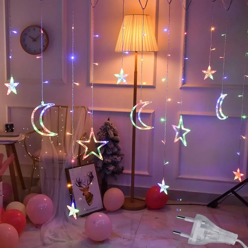 LED Star Lamp Curtain Garland Fairy String Lights Christmas Decoration Outdoor