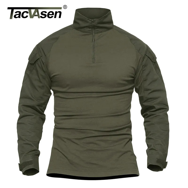 TACVASEN Long Sleeve 1/4 Zipper Tactical T-Shirts With Pockets