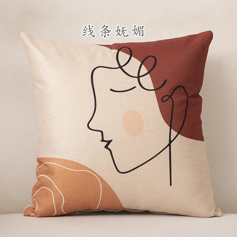 45*45 Cushion Cover Pillow Creative Abstract Art Streak Face Pillowcase