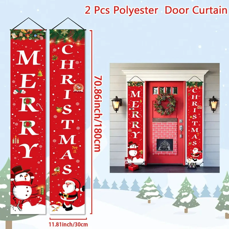 Christmas Door Decoration 2024 Merry Christmas Banner Decor for Home