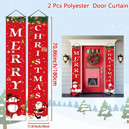 Christmas Door Decoration 2024 Merry Christmas Banner Decor for Home