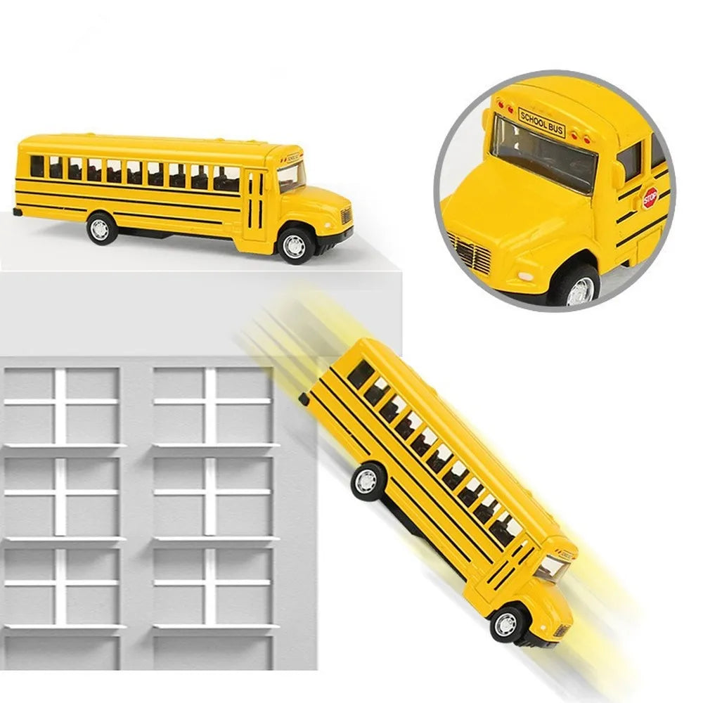 1/64 Diecast Alloy School Bus Kids Toy Car Inertia Vehicle Model Toys