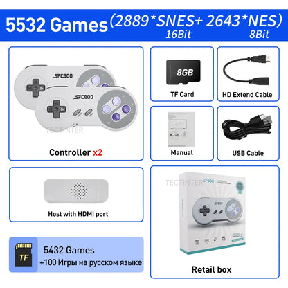 SF900 Video Game Console Hd TV Game Stick Wireless Controller Built in 6115