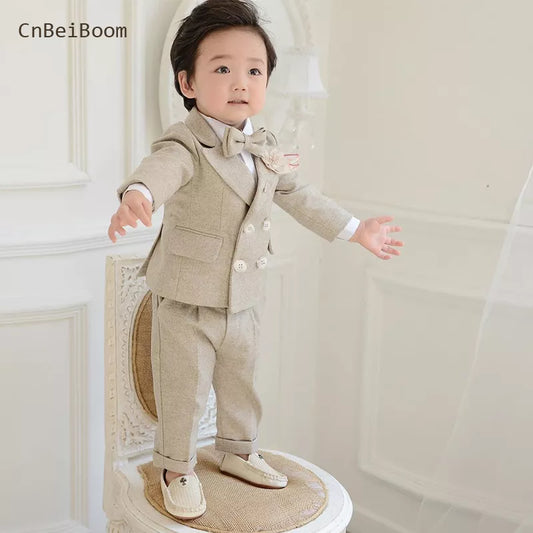 2024 New Boy Suit Set Wedding for Toddler Boys Formal Dress Children 1-8 Year