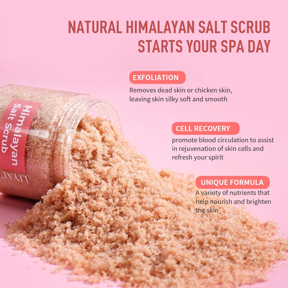 LIYALAN Pink Himalayan Salt Body Scrub Bath Exfoliating Skin Whitening