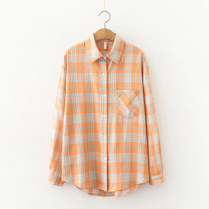 Fashion Women Plaid Shirt Chic Checked Female Casual Print Shirts