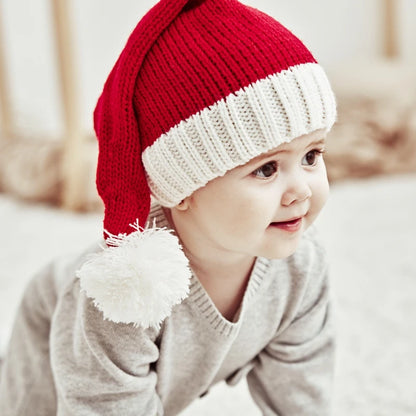 2024 Knitted Christmas Hat Cute Pompom Adult Child Soft Beanie Santa Cap New