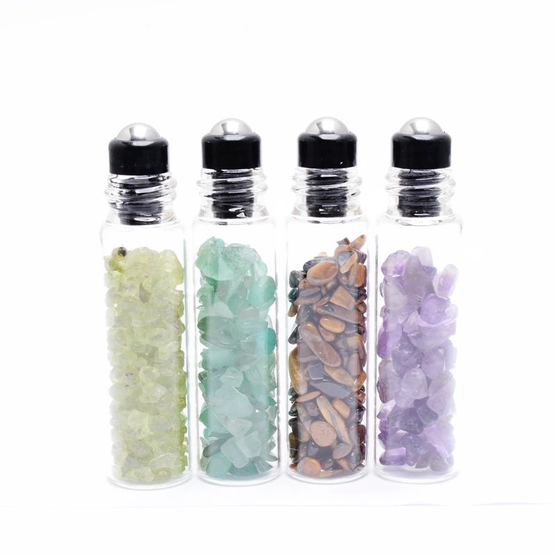 QilmilyNatural Stone Glass Essential Oil Bottle 70/98mm for Women Men Wheel