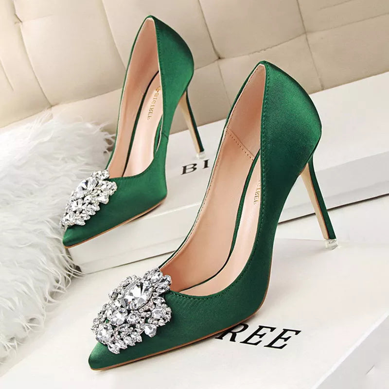 BIGTREE Shoes Rhinestone Women Pumps Stiletto Women Shoes Sexy High Heels