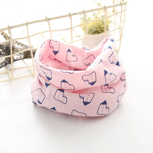 Korean Cotton Children's Scarf LIC Printed Cartoon Plaid Ring