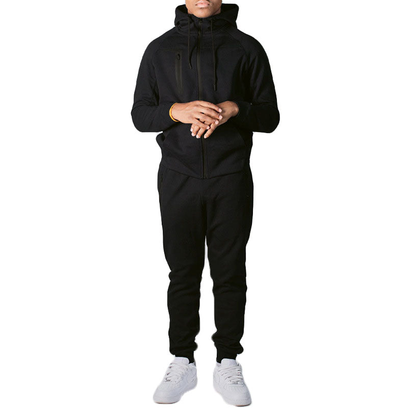 Wholesale Mens Sweat Suits Zips 2 Pieces Hoodie Set Jogging Suit Tech Fleece