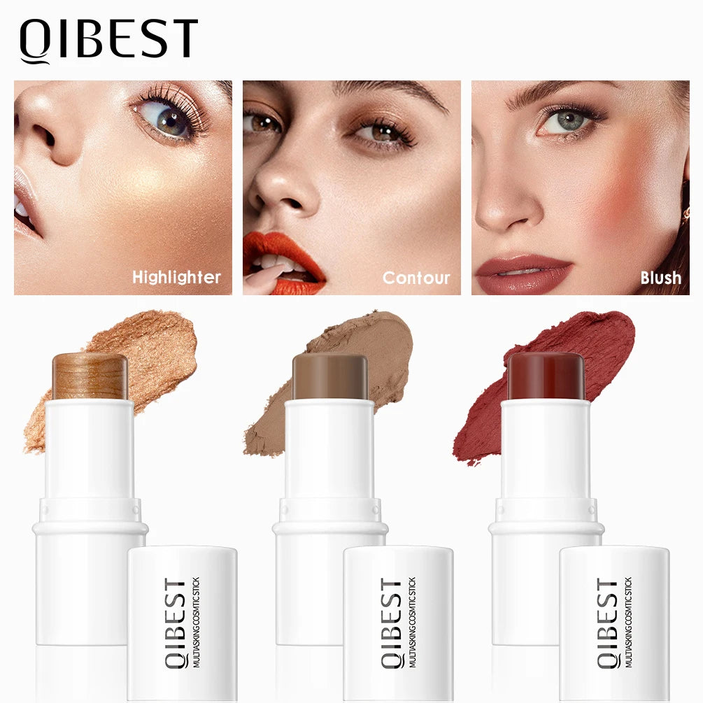 QIBEST Highlighter Pen for Face Contouring Bronzer Brighten 3D Contour