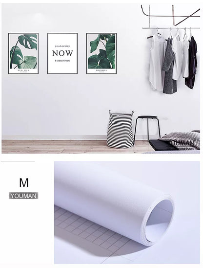 PVC Matt Pure White and Black Self-Adhesive Wallpaper Vinyl Wall Paper