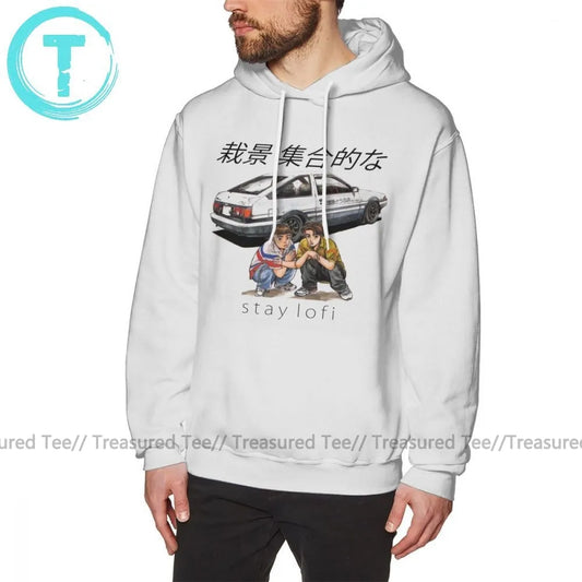 Initial D Hoodie Initial LoFi Hoodies Black XXL Pullover