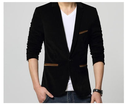 Men's Fashion Brand Blazer Casual Suit Jacket Solid Male Blazers