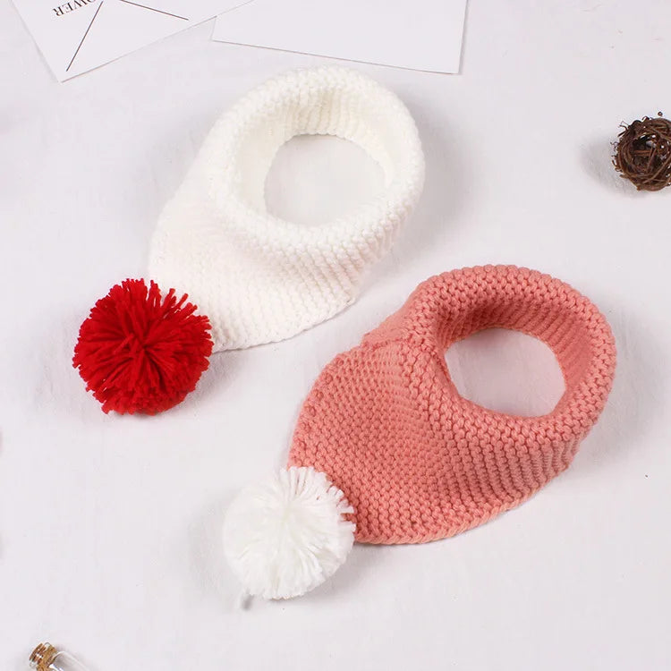 New Kids Winter Wool Collar Scarf for Children Knitted Collar With Ball