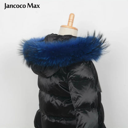 Jancoco Max + Lining 65cm Real Raccoon Fur Trimming Collar for Kids