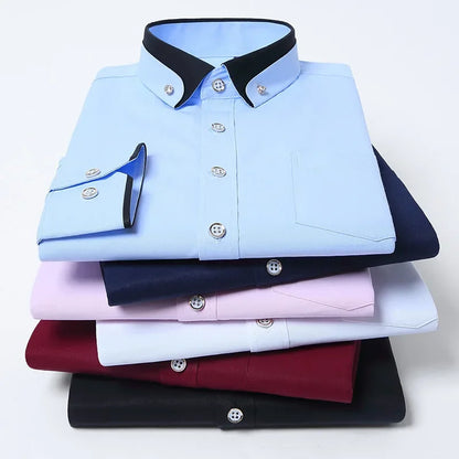 Non-Ironing Men Dress Shirts Long Sleeve Formal Male Clothing Slim Fit