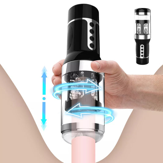 Automatic Male Masturbator Cup Telescopic Rotation Silicone Vagina Masturbation