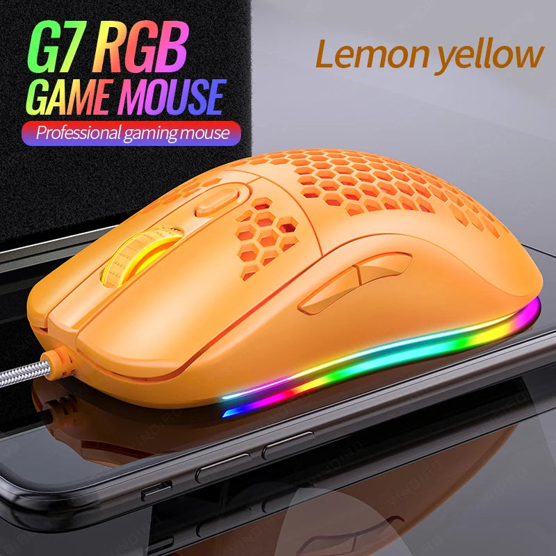 G7 7200 DPI Gaming Mechanical Wired Game Mouse Hollow Gaming Mouse Rgb Backlit