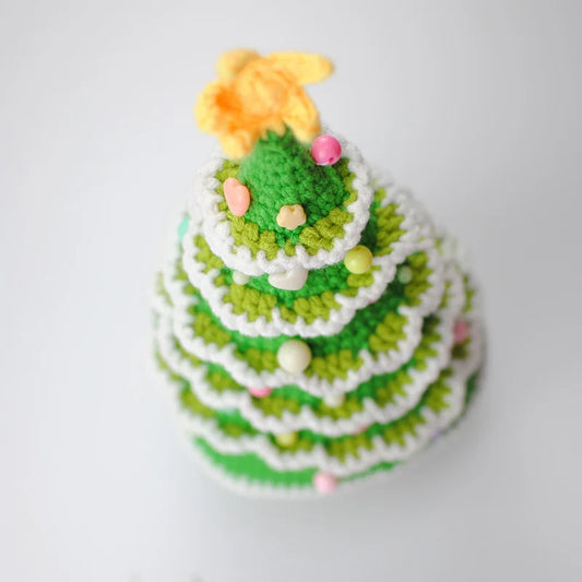 Handmade Crochet Christmas Tree and Apple Window Dressing Photography Handmade