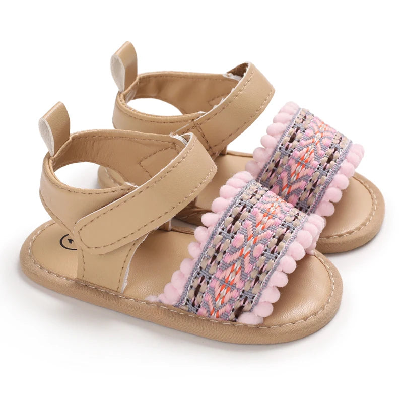 Summer Baby Girl Cute Flower Print Embroidered Sandal Soft