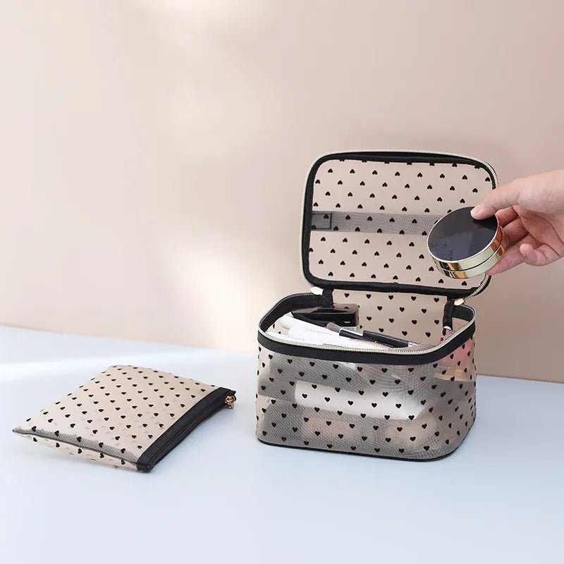 Portable Cosmetic Bag for Women Multifunctional Fine Mesh Toiletries Storage