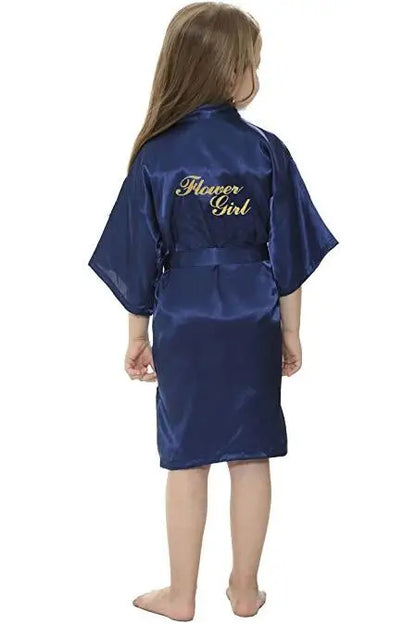 Solid Girls Stain Silk Robes Flower Girl Kimono Robes Wedding Brief Bathrobes