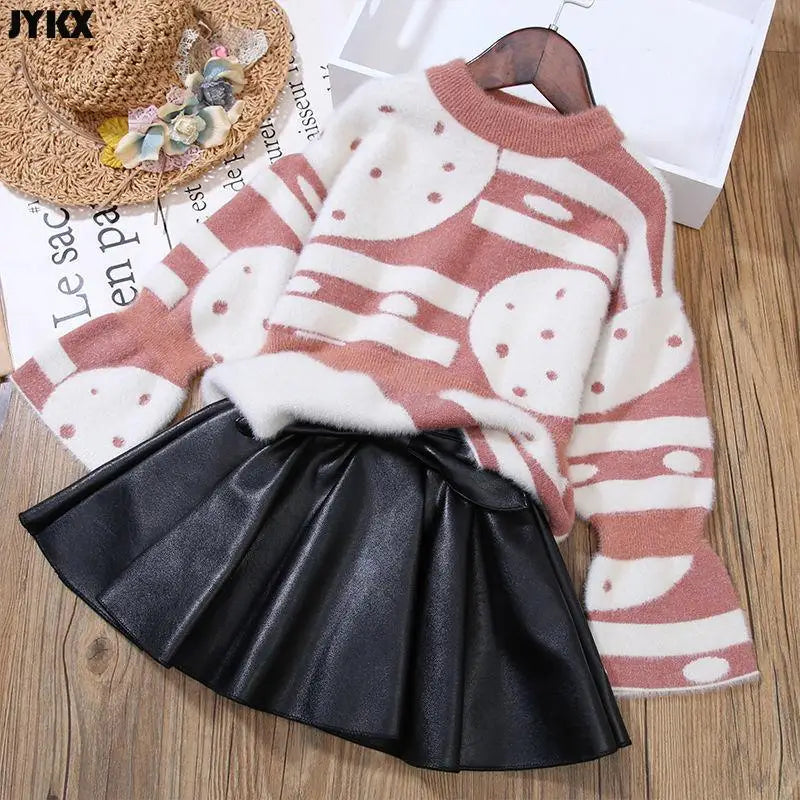 Girls' Skirts Leather Skirts Autumn and Winter Children's Outer Short Skirts