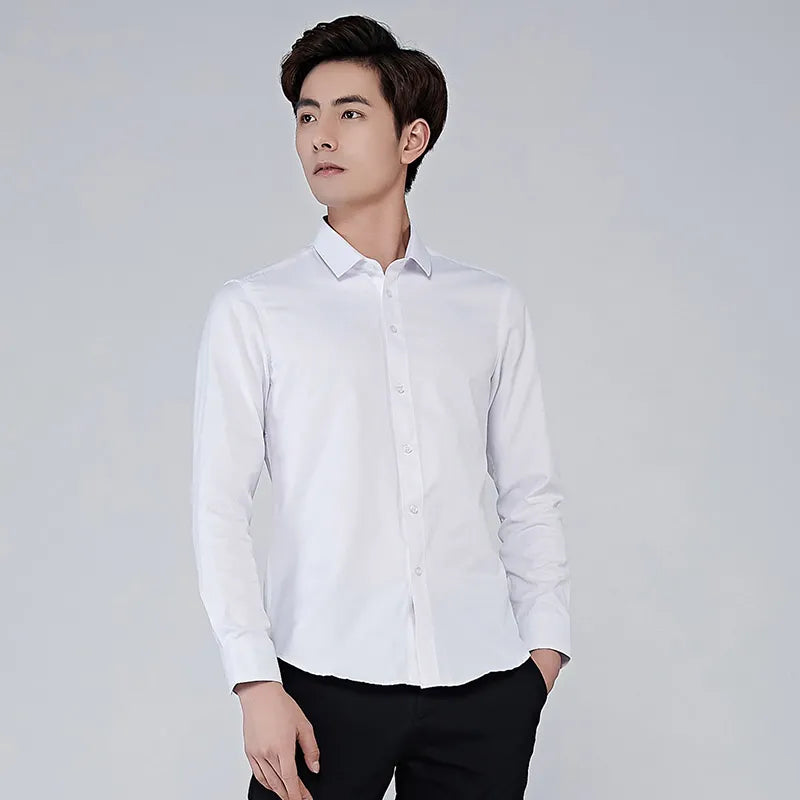 BROWON Brand Men Shirt Business Hydrophobic Material Long Sleeve