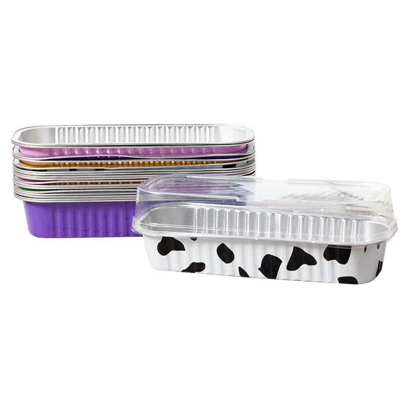 50pcs Colorful Aluminum Foil Baking Cake Box 200ml Rectangular Small Tin Cup