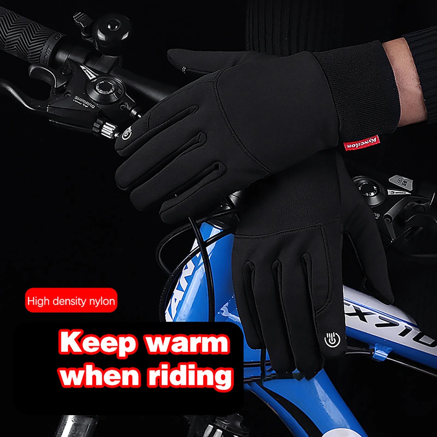 Black Winter Warm Gloves for Mens Running Skiing Cycling Gloves