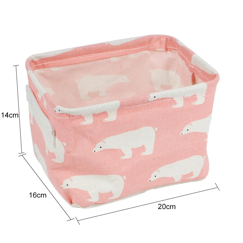 Linen Desktop Storage Box Waterproof Toy Sundries Storage Basket Cosmetic