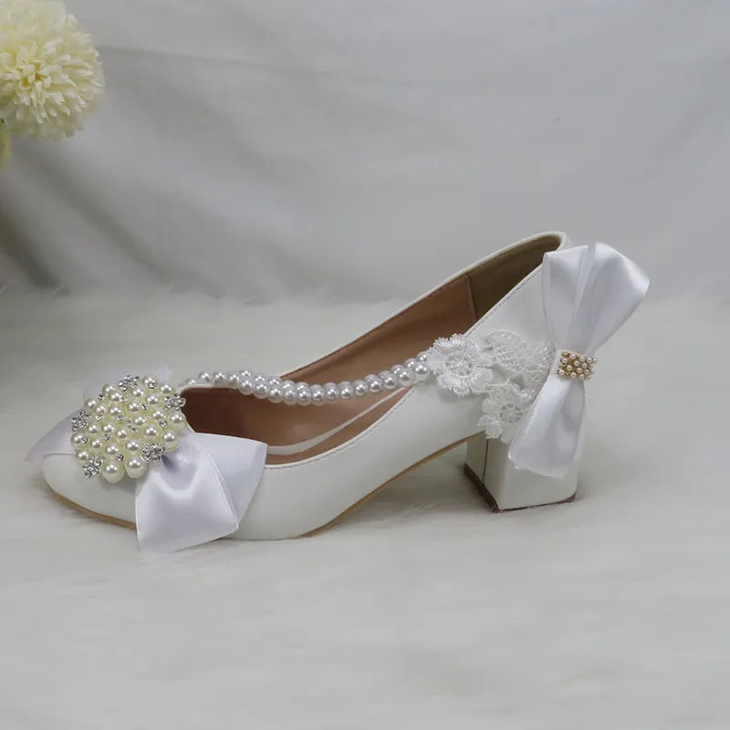 2024 New Customize  Wedding Shoes Bridesmaid Dress Shoes Thick Heeled