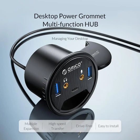 ORICO Desktop Grommet USB 3.0 HUB With Headphone Microphone Port Type C Card