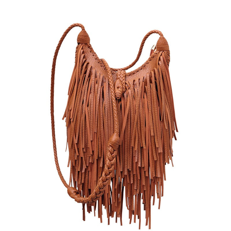 Vintage Tassel Women Shoulder Bag Tassel Women's Crossbody PU Leather Bags