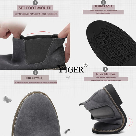 YIGER NEW Men Chelsea Boots Ankle Boots Fashion Men's Male