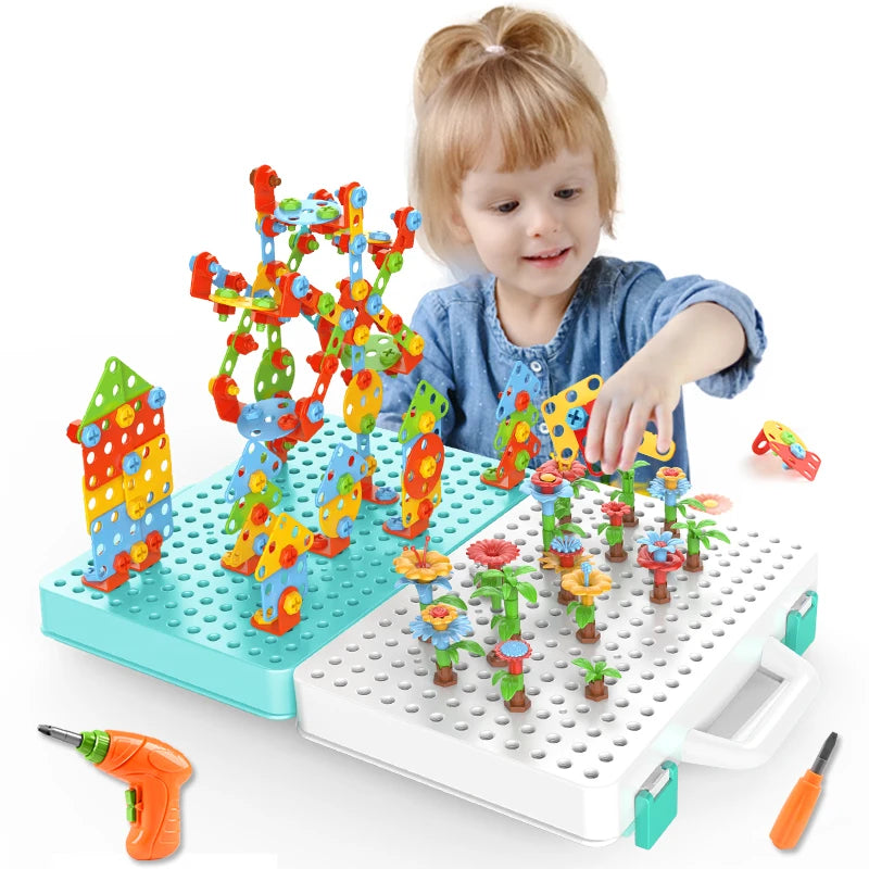 Kids Drill Screw Nut Puzzles Toys Pretend Play Tool Drill Disassembly Assembly