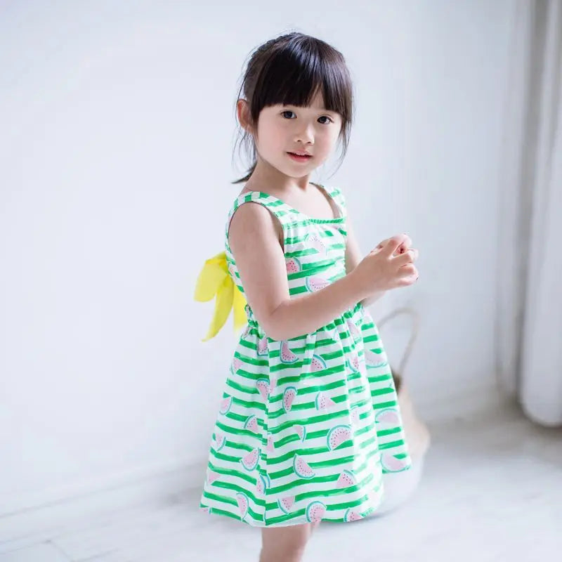 Girls Summer Clothing,Girl Stripe Dress Kids Watermelon Dress Back