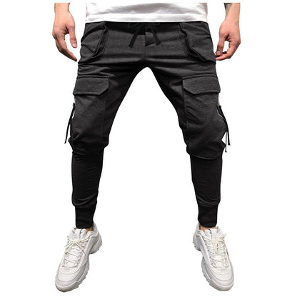 Wholesale Mens Cargo Pants Solid Mid-Waist Drawstring Sweatpants Men's Casual