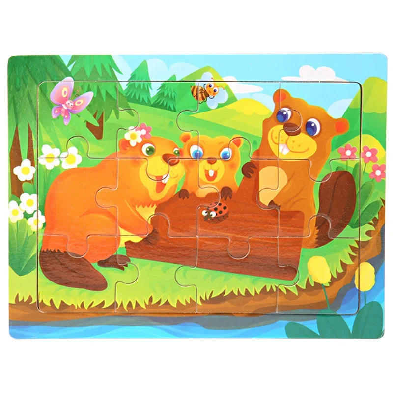 Mini Size 15*10CM Kids Toy Wood Puzzle Wooden 3D Puzzle Jigsaw for Children